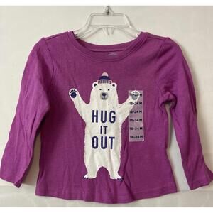 Old Navy Girls 18-24 Months Purple “Hug It Out” Bear Cotton Tshirt NWT! A1510